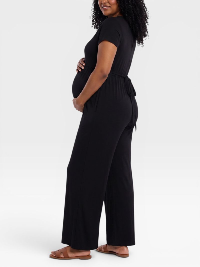 Maternity Short Sleeve V-Neck Flare Leg Jumpsuit - Motherhood