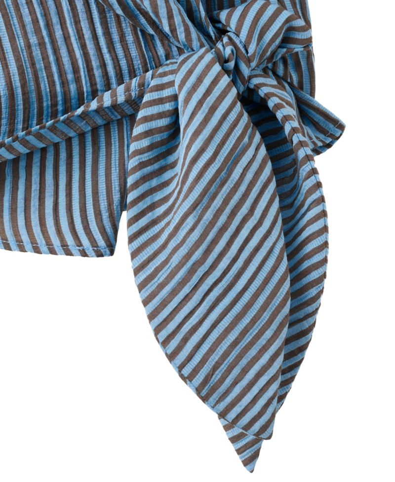 Women's Striped Wrap Blouse, V-Neck