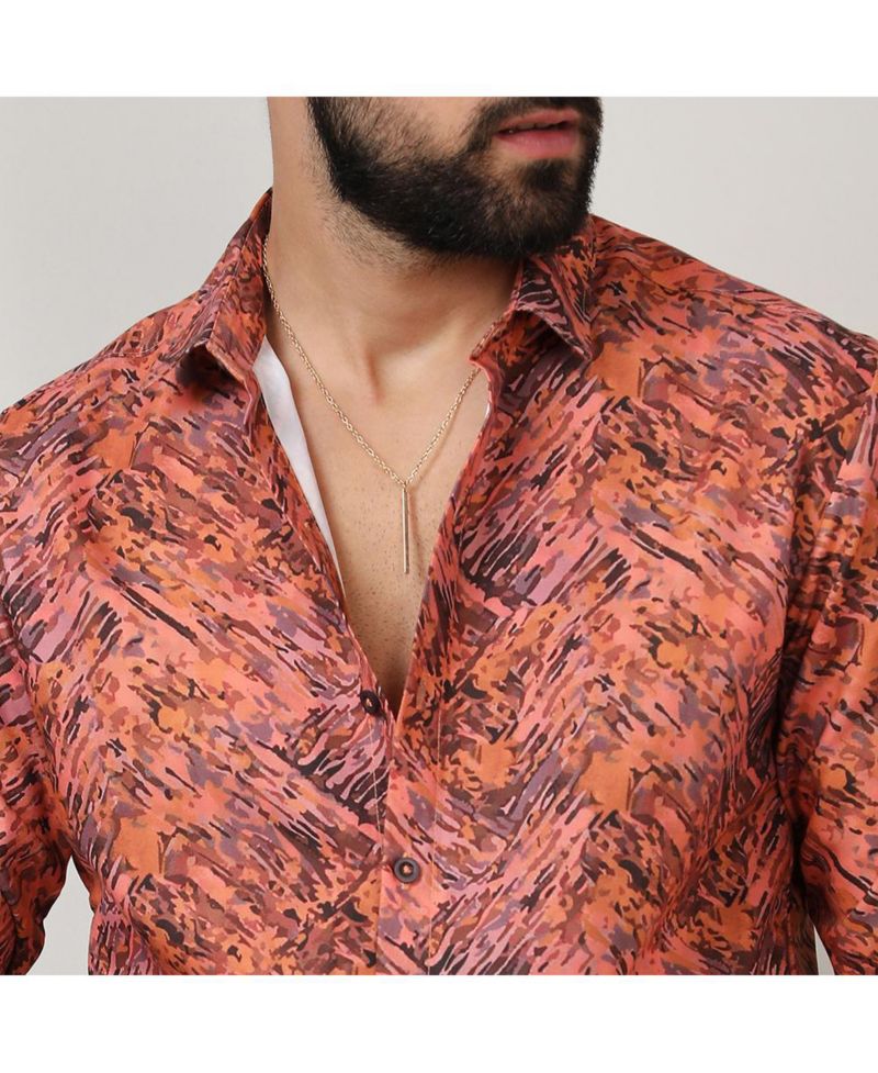 Men's Sienna Brown Animal Print Shirt
