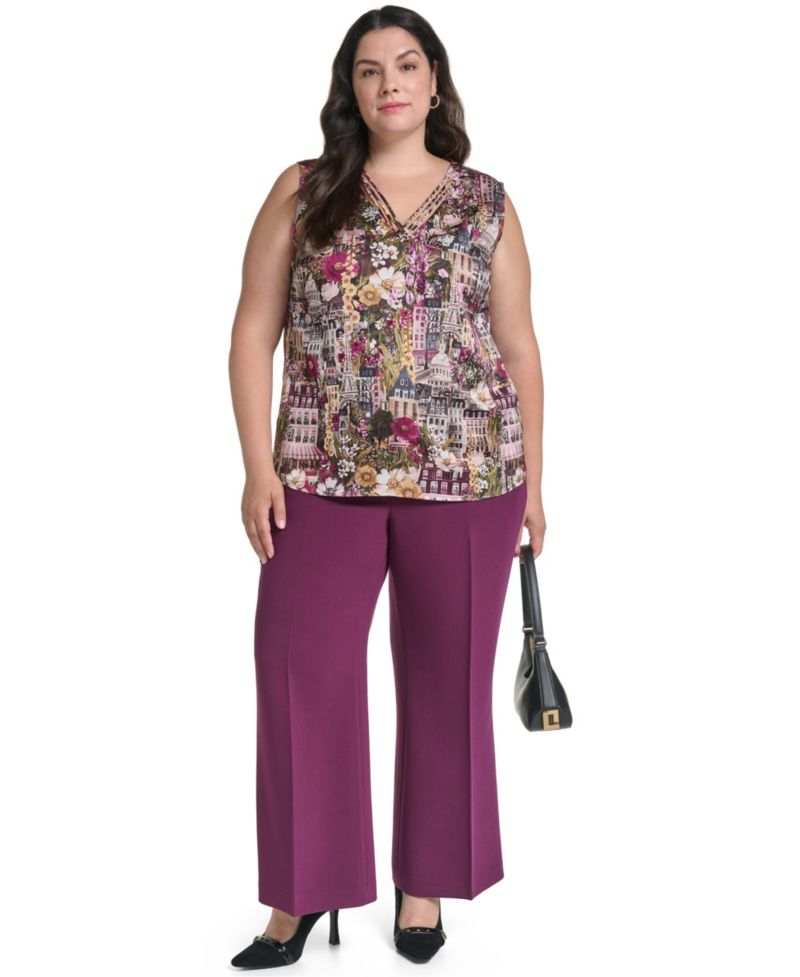 Plus Size Graphic-Print V-Neck Blouse