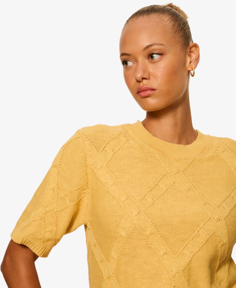 Petite Short-Sleeve Cotton Sweater T-Shirt