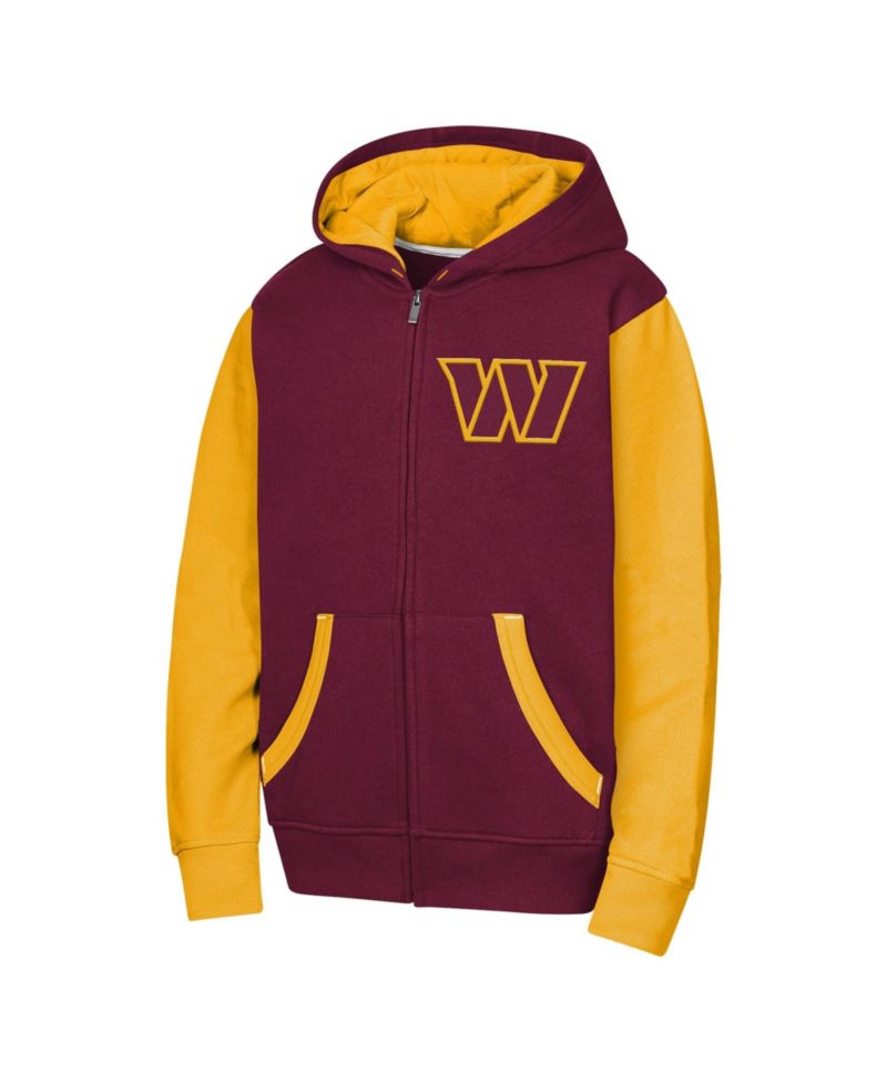 Big Boys and Girls Burgundy Washington Commanders Stadium Color block Full-Zip Hoodie
