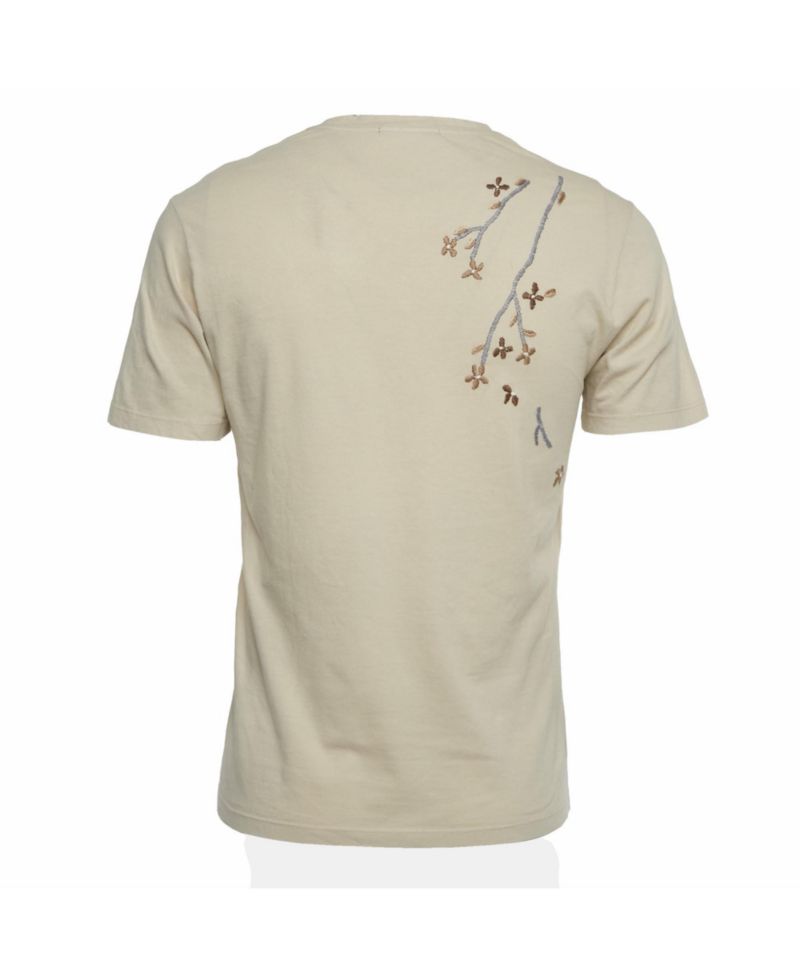 Men's Floral Embroidered Jersey V-Neck T-Shirt