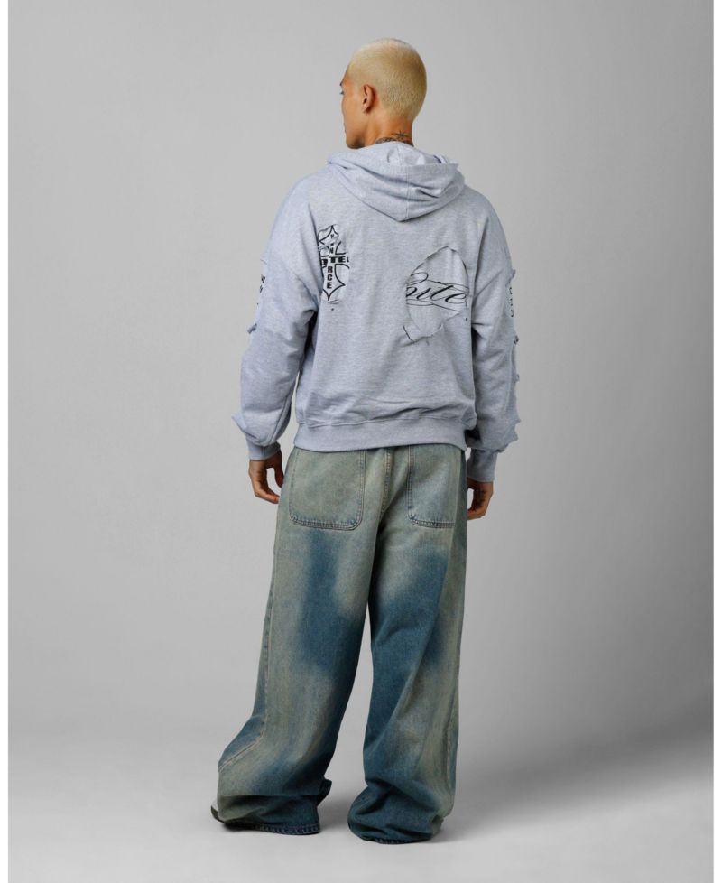 Men's Destruction Hoodie - Grey M