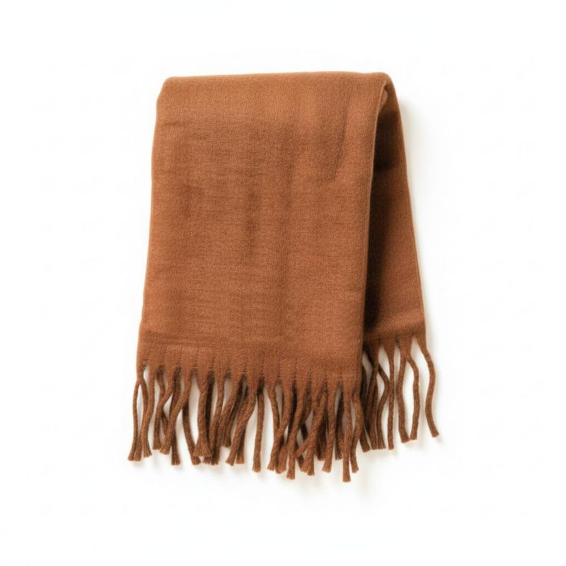 Women's Oversized Fringe Scarf - Brown