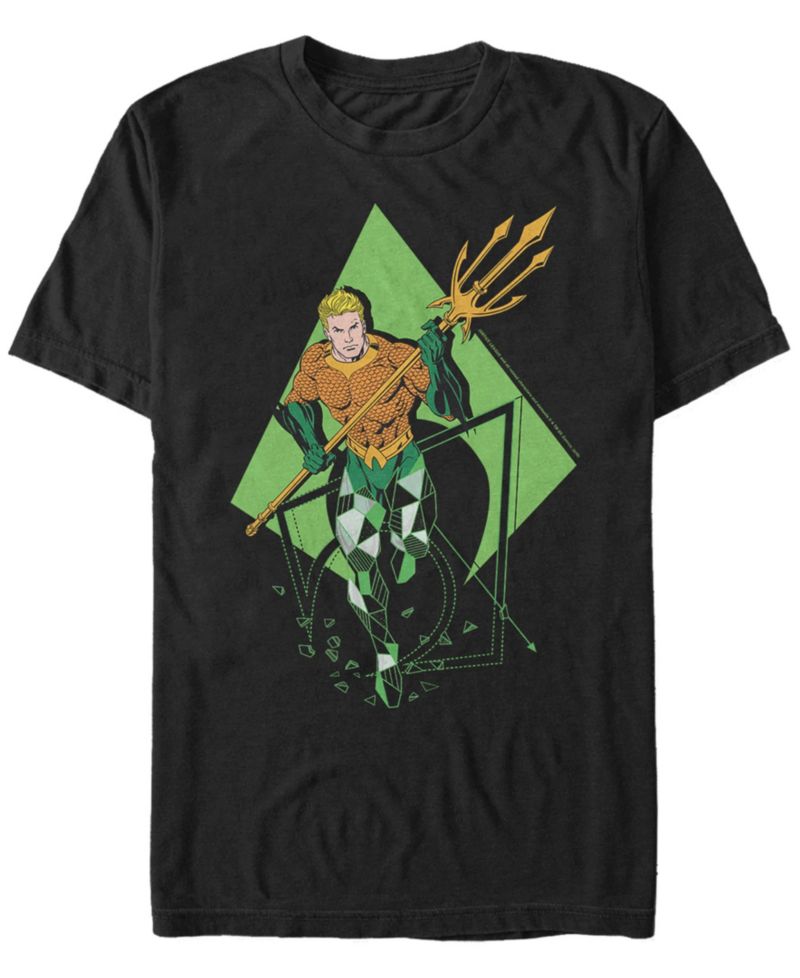 DC Men's Aquaman Geometric Running Pose Short Sleeve T-Shirt