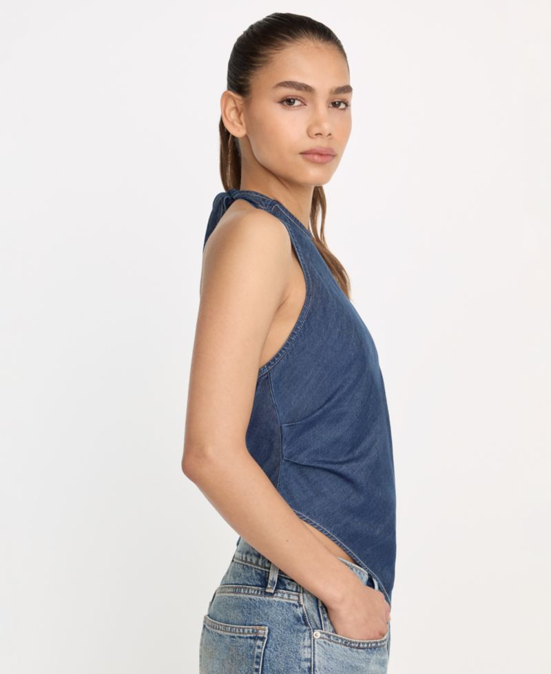 Women's Asymmetric Hem Halter Neck Top, Regular & Plus Size