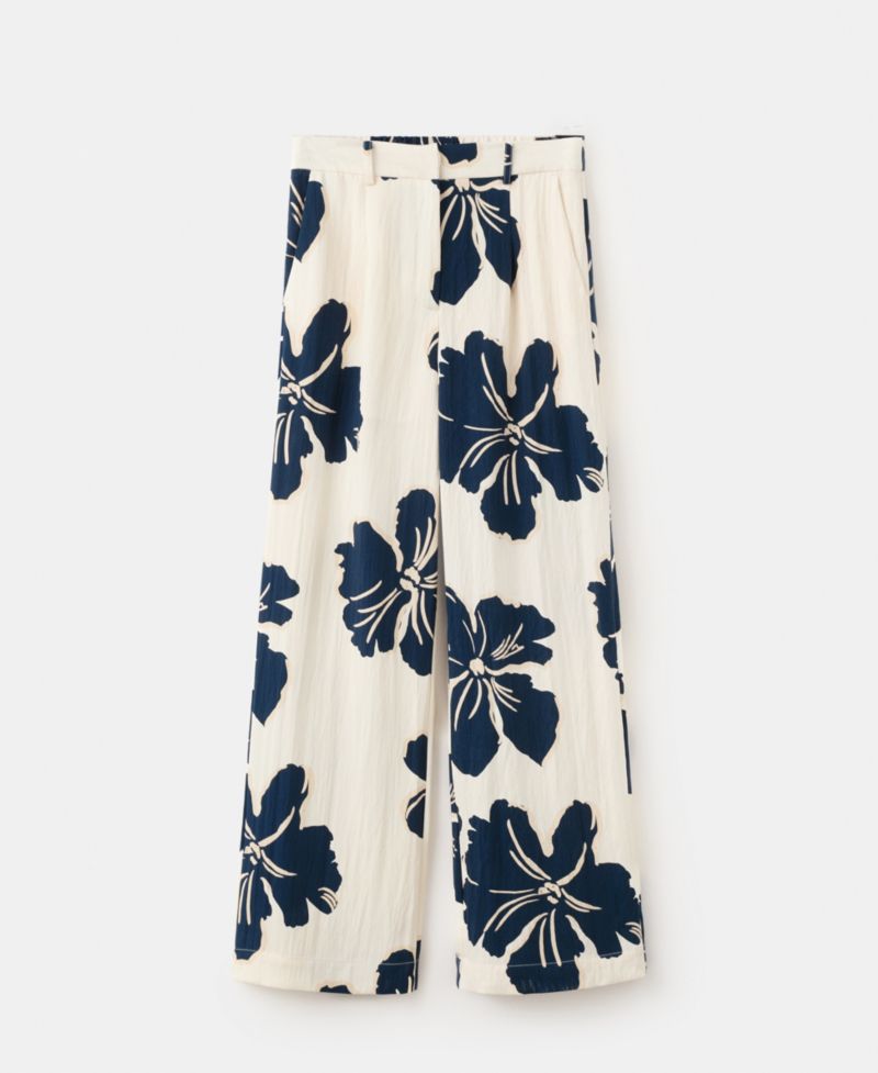 Women's Straight Floral-Printed Lyocell Pants