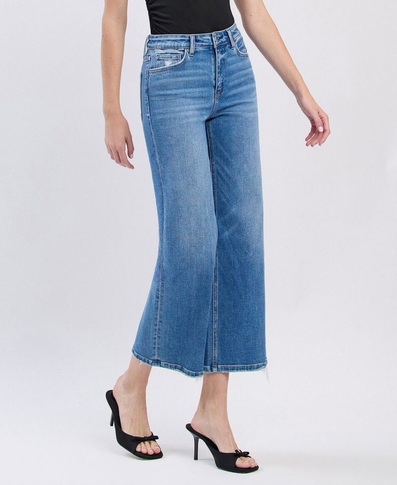 Women's High Rise Crop Wide Leg Jeans
