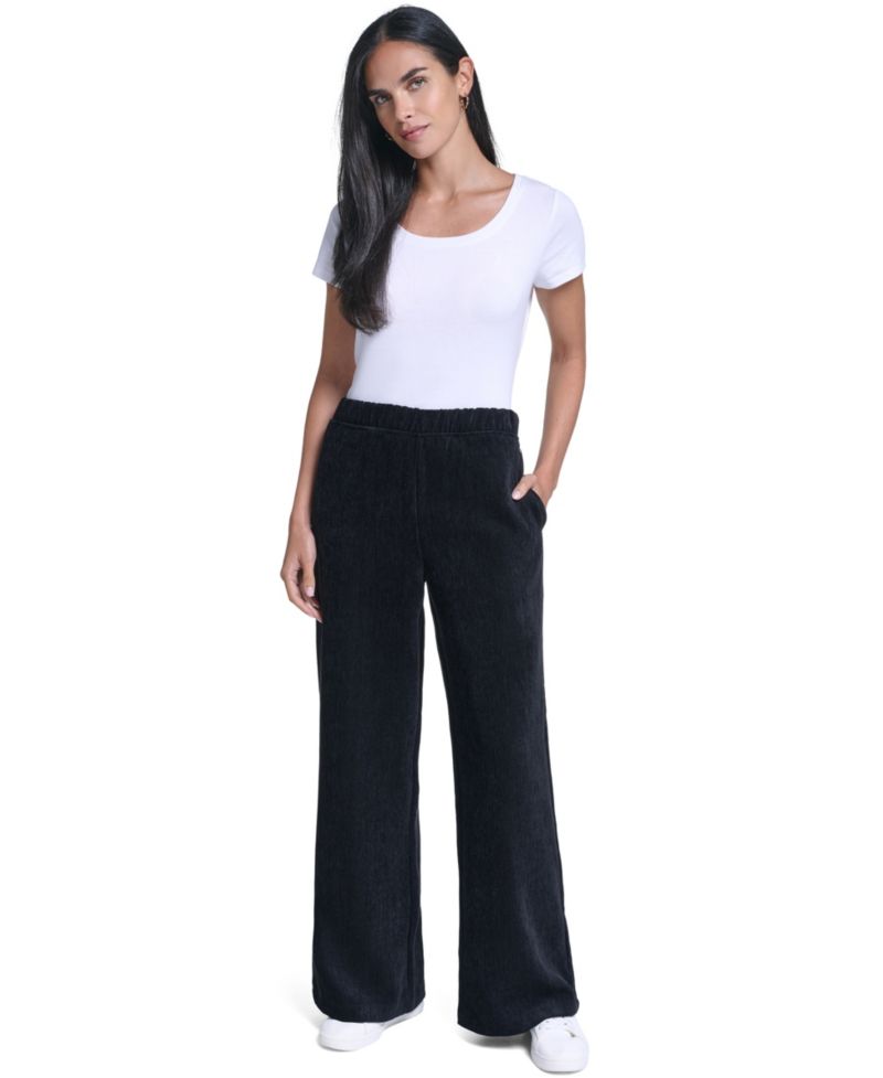 Women's High-Rise Wide-Leg Herringbone Pants