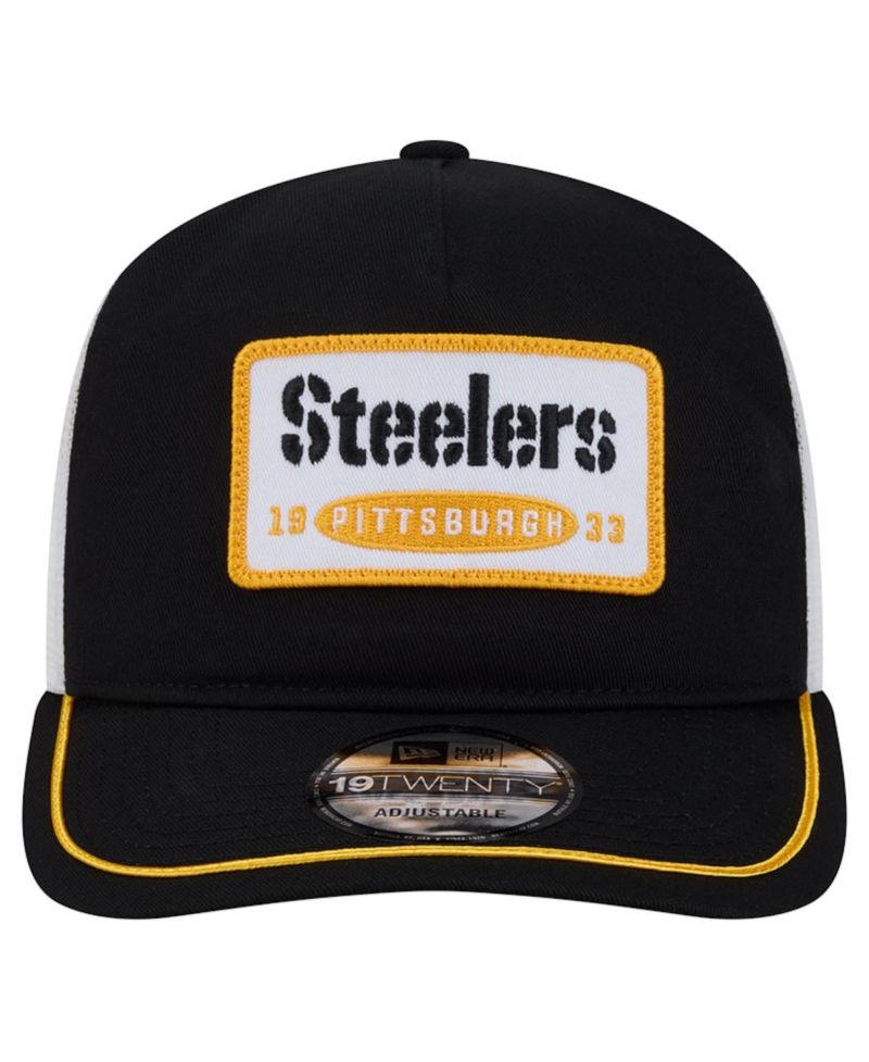 Men's Black/White Pittsburgh Steelers Patch 19TWENTY Adjustable Hat