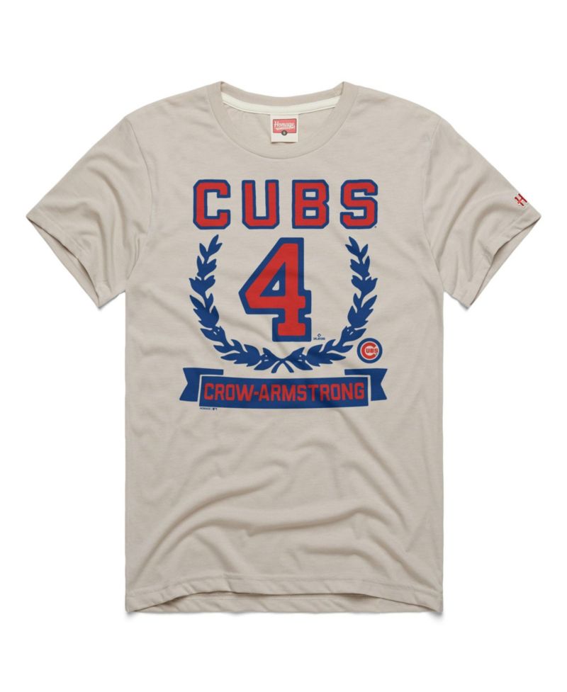 Men's Pete Crow-Armstrong Stone Chicago Cubs Wreath Rookie Graphic Tri-Blend T-Shirt