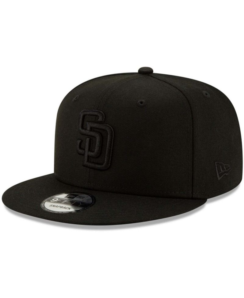 Men's Black San Diego Padres Black on Black 9FIFTY Snapback Adjustable Hat