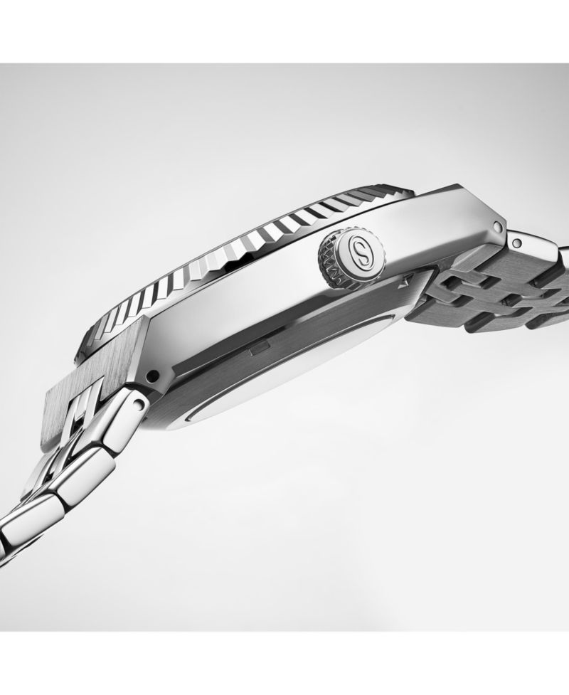 Original Men s Sentinel Swiss Automatic 42mm Stainless Steel Bracelet Watch with Guilloche Dial