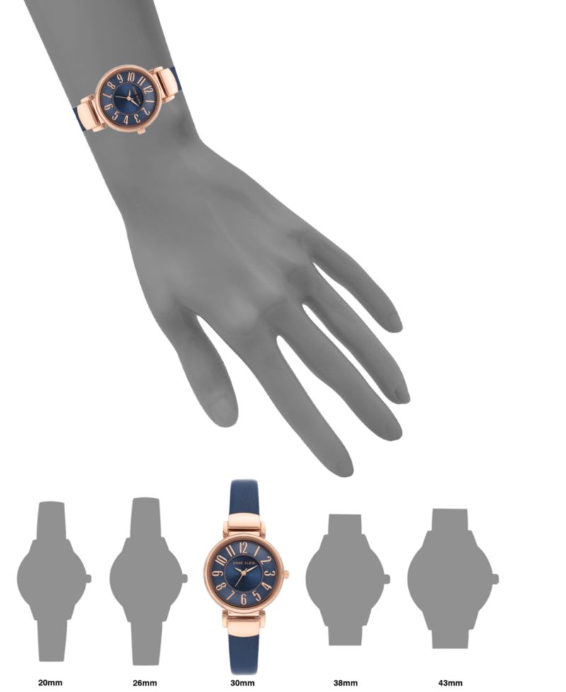 Women's Navy Blue Leather Strap Watch 30mm