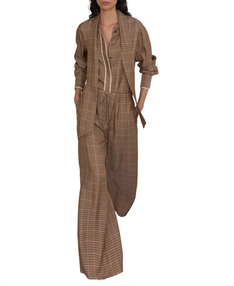 Petite Check Wide-Leg Pants