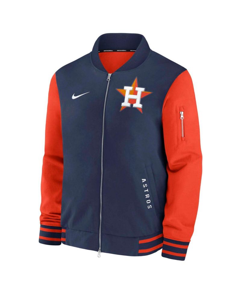 Men's Navy/Orange Houston Astros Authentic Collection Dugout Full-Zip Bomber Jacket
