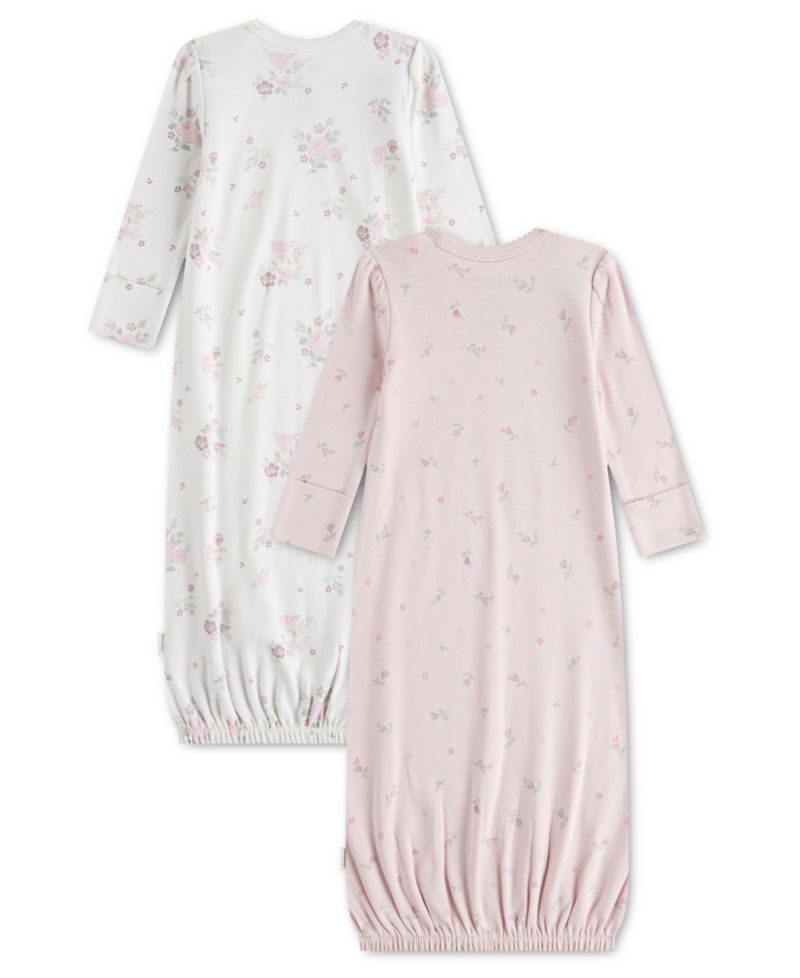 Baby Girls' Babywear Long-Sleeve Gowns, 2-Pack