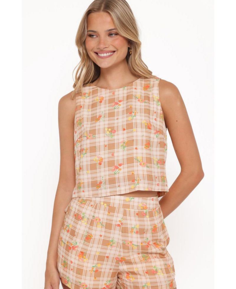 Women's Michelle High-Waist Floral-Print Crew Neck Top and Shorts, 2-Piece Set