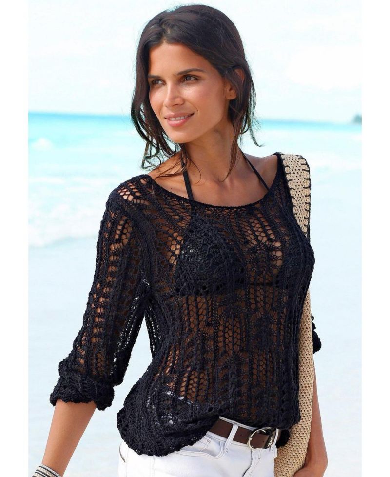 Women's Printed Open Knit Everyday Comfort Sweater
