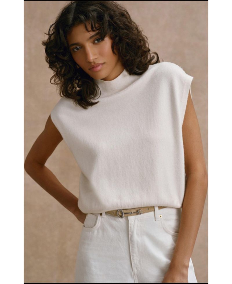 Women's Mock Neck Sleeveless Relaxed Top