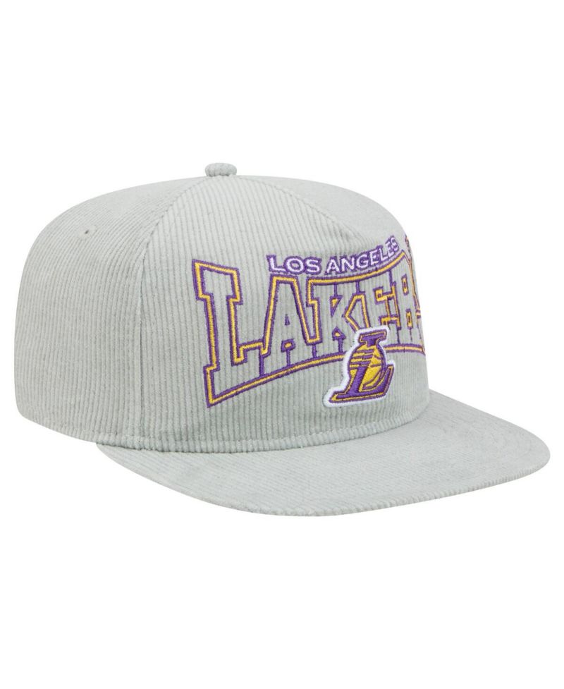 Men's Gray Los Angeles Lakers Throwback Corduroy Golfer Snapback Hat
