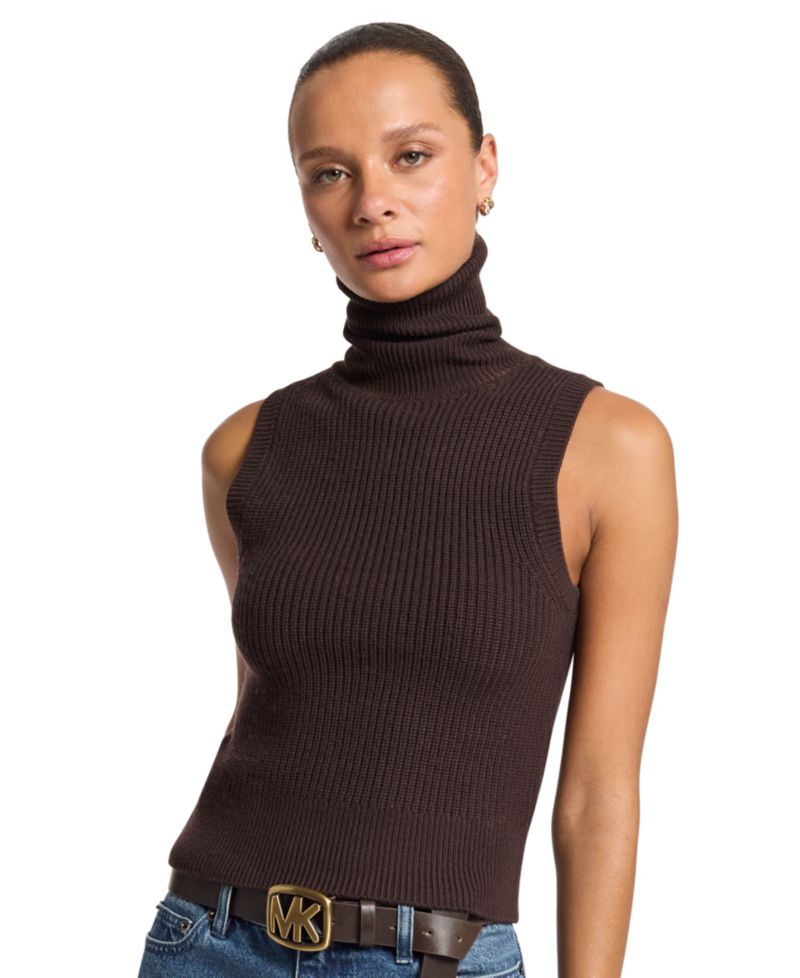 Women's Merino Wool Sleeveless Turtleneck Sweater Vest