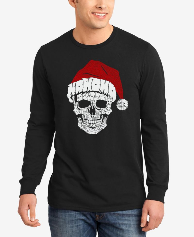 Men's Santa Skull Word Art Long Sleeve T-Shirt