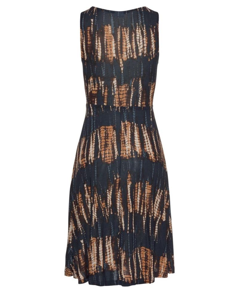 Women's Viscose Printed Strap Detail A-Line V-Neck Short Dress