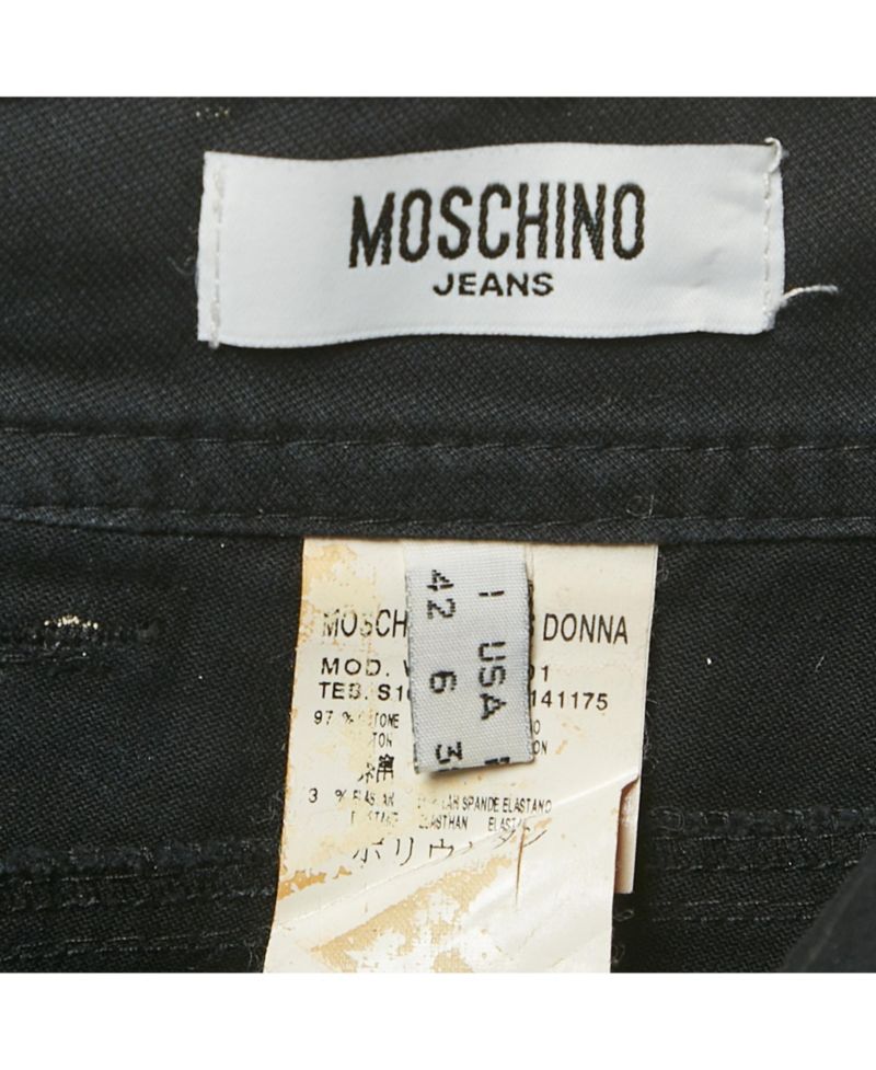 Women's Jeans Black Cotton Logo Stud Detail Mini Skirt