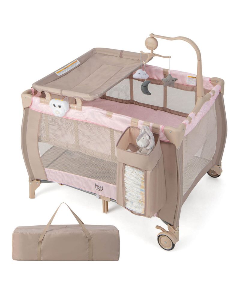 Baby Playard Nursery Center Crib with Hanging Toys Music Box