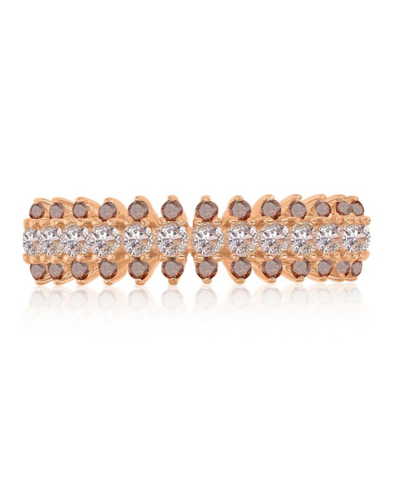 Coffee Cubic Zirconia (0.52 ct. t.w.) and Morganite (0.65 ct. t.w.) Spike Ring in 14k Rose Gold Over Sterling Silver
