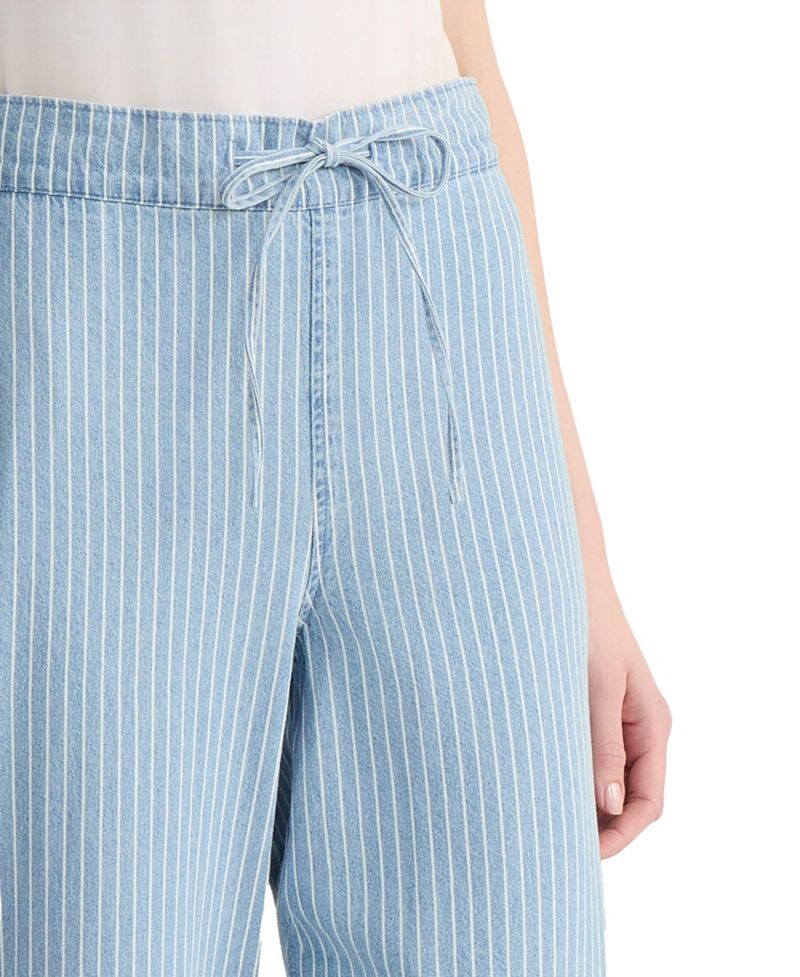 Women's Wide Leg Stripe Drawstring Crop Pants