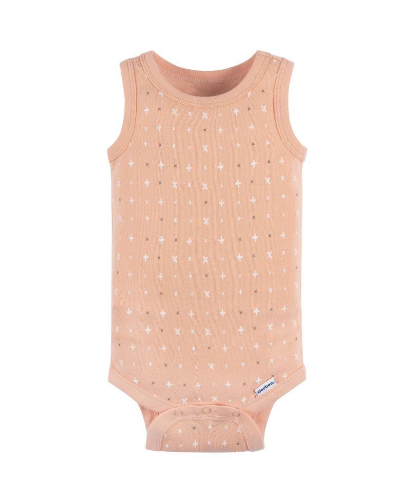 Baby Neutral Ivory Safari Sleeveless 4-Pack Onesies Bodysuits