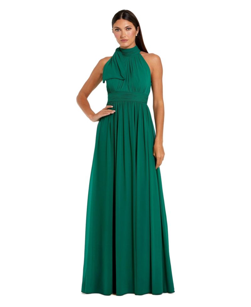 Petite A Line Chiffon Halter Neck Evening Gown