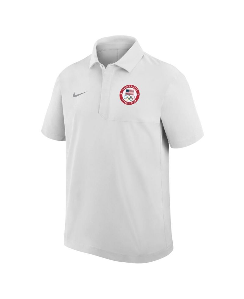 Men's White Team USA Woven Polo Shirt