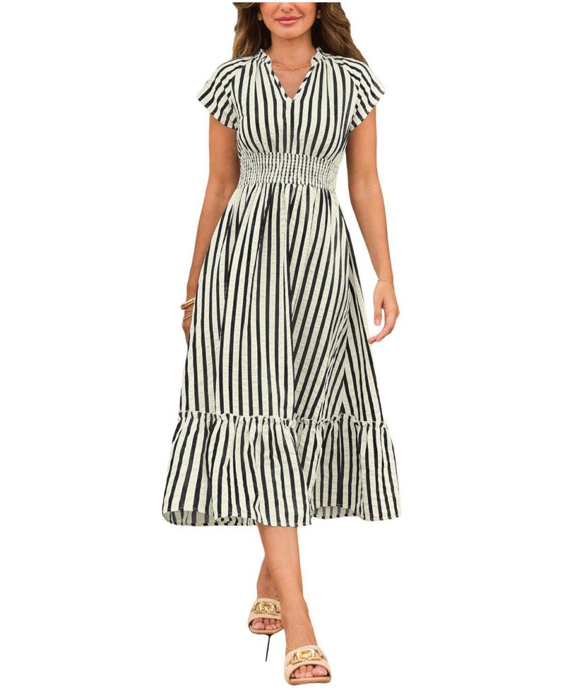 Women's Sunset Cruise Striped Midi Beach Dress