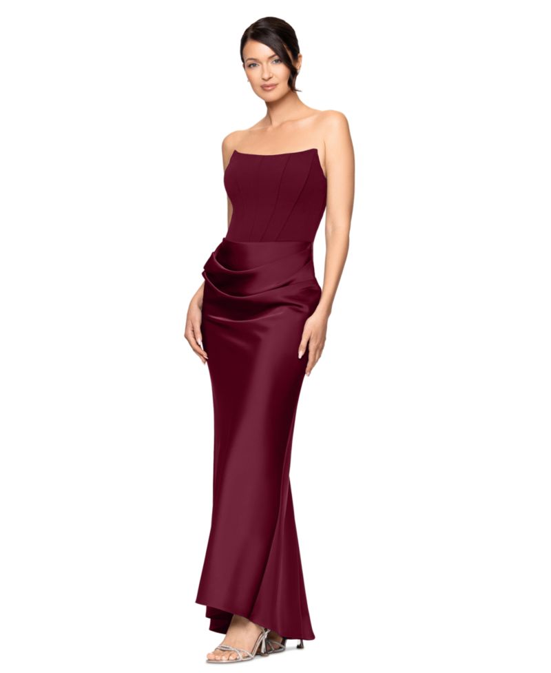 Women's Mixed-Media Strapless Corset Gown