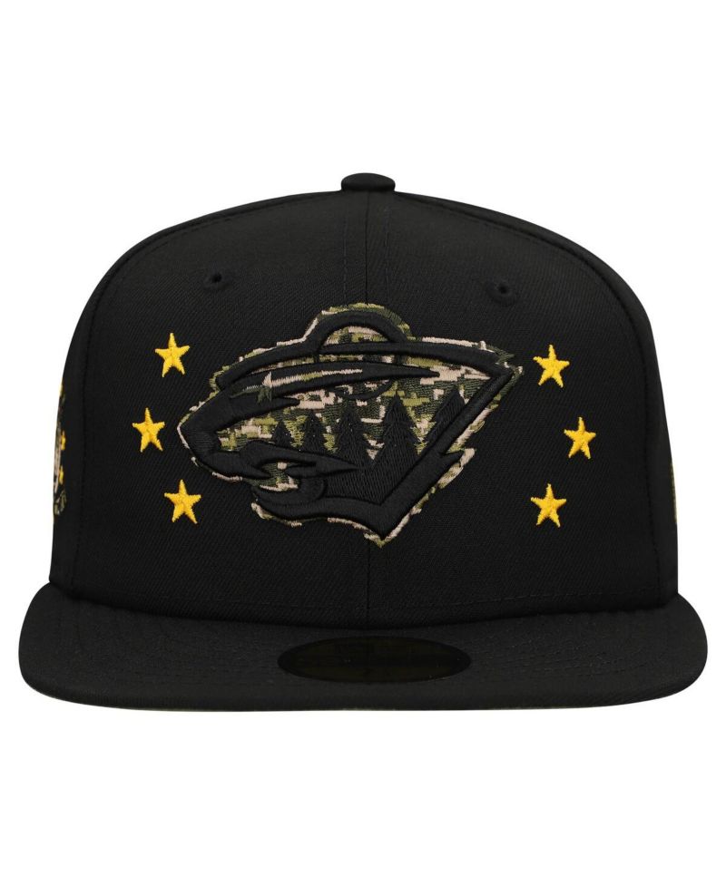 Men's Black Minnesota Wild Military Appreciation Digital Camo Stars 59FIFTY Fitted Hat