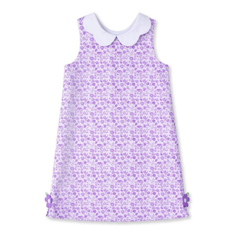 Little Girls Printed Pique Dress with Flowers