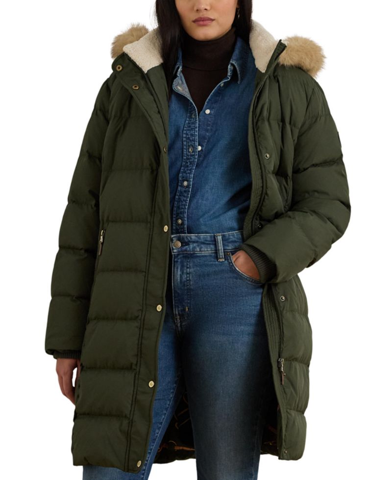 Plus Size Faux-Fur-Trim Hooded Puffer Coat