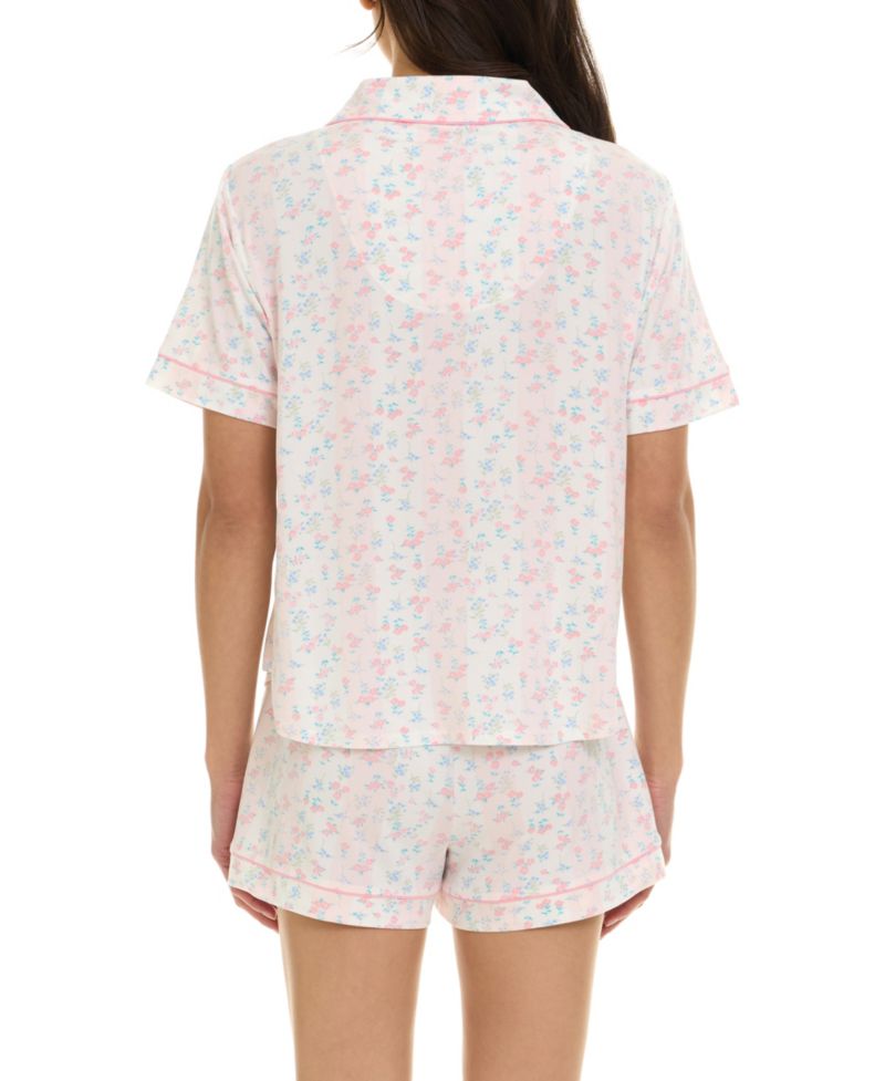 Women's Gabriella Notch Collar Shirt and Pajama Shorts, 2-Piece Set