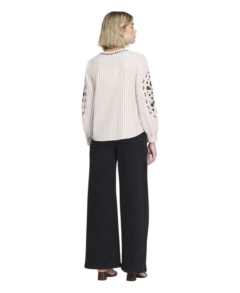 Women's Karlee Striped Tie-Front Long-Sleeve Top
