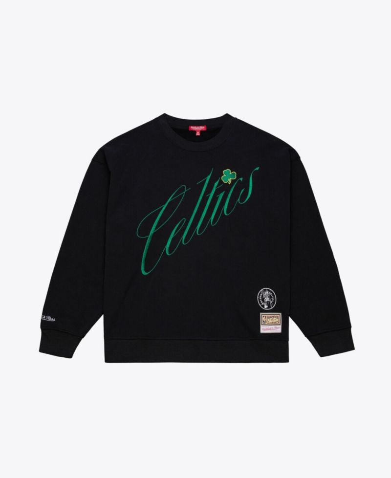Women's Black Boston Celtics Hardwood Classics Script Lightweight Sweatshirt