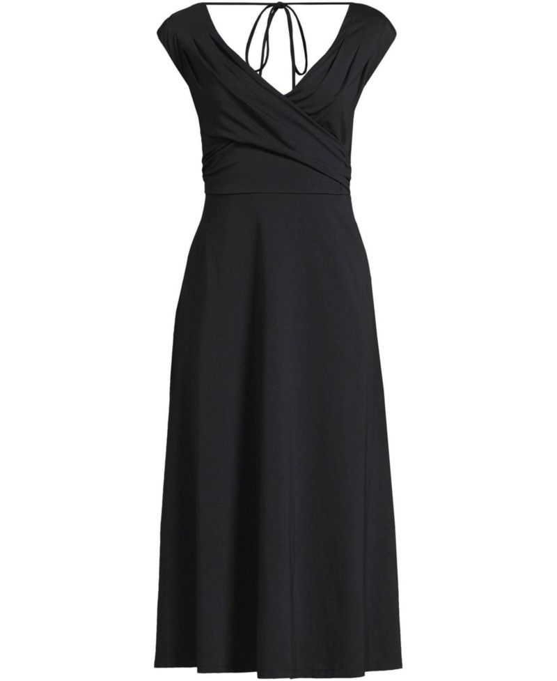 Women's Cotton Modal Off the Shoulder Wrap Midi Dress