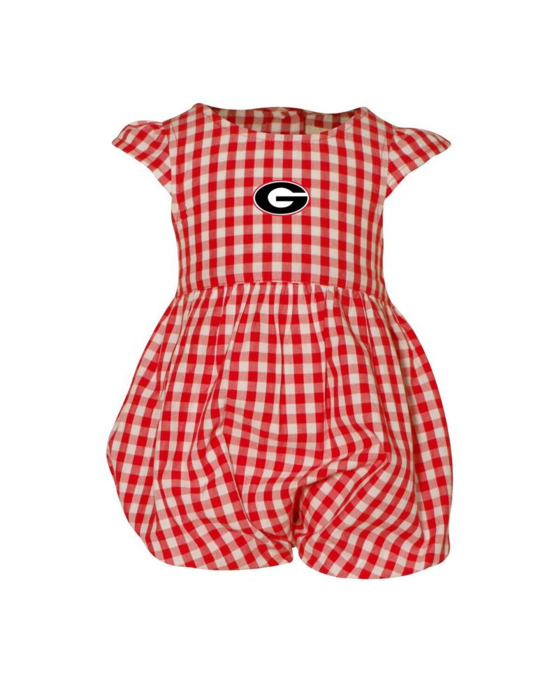 Baby Boys and Girls Red Georgia Bulldogs Cara Gingham Ruffled Bodysuit