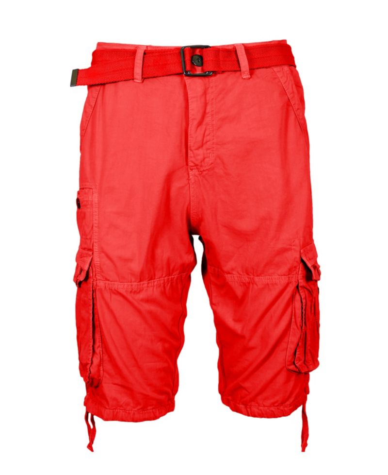 Men's Vintage-Like Cotton Cargo Belted Shorts