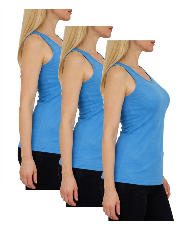 Women's Loose Fit Ribbed Tank Top-3 Pack