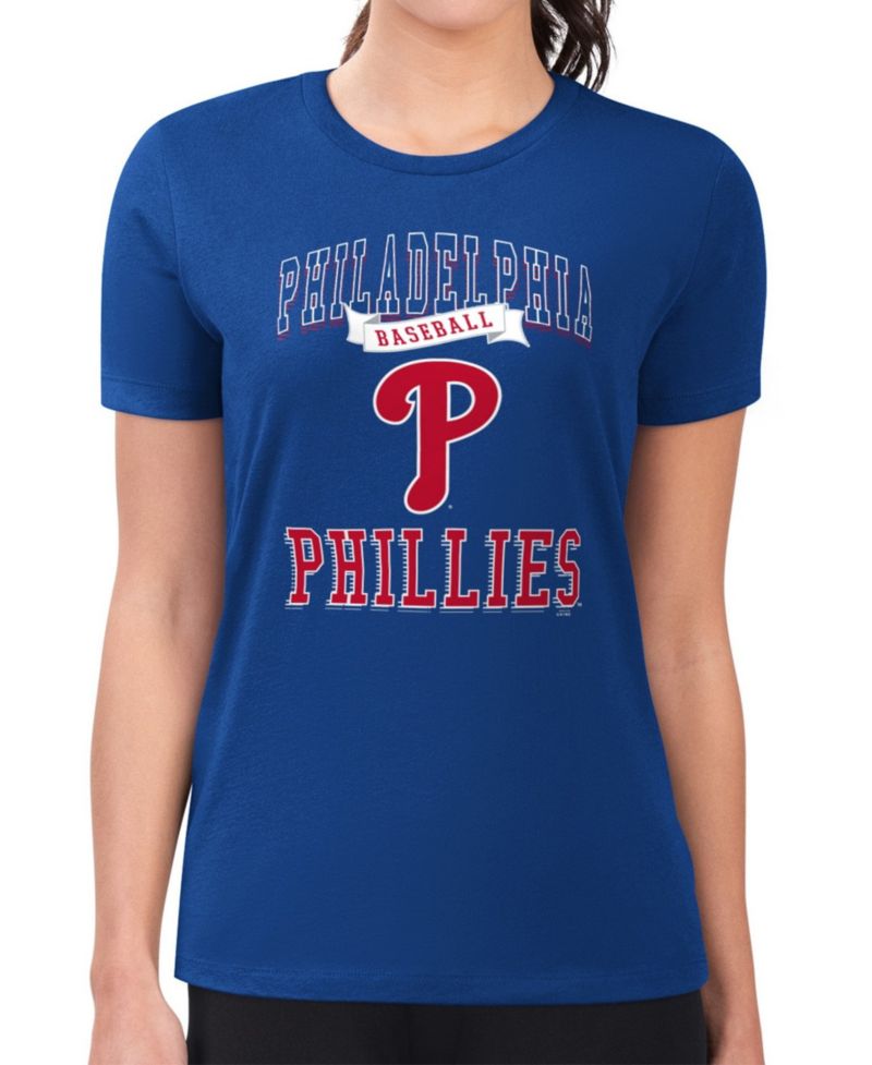 Women's Royal Philadelphia Phillies Super-Slim Fit Lightweight Team Logo Graphic T-Shirt