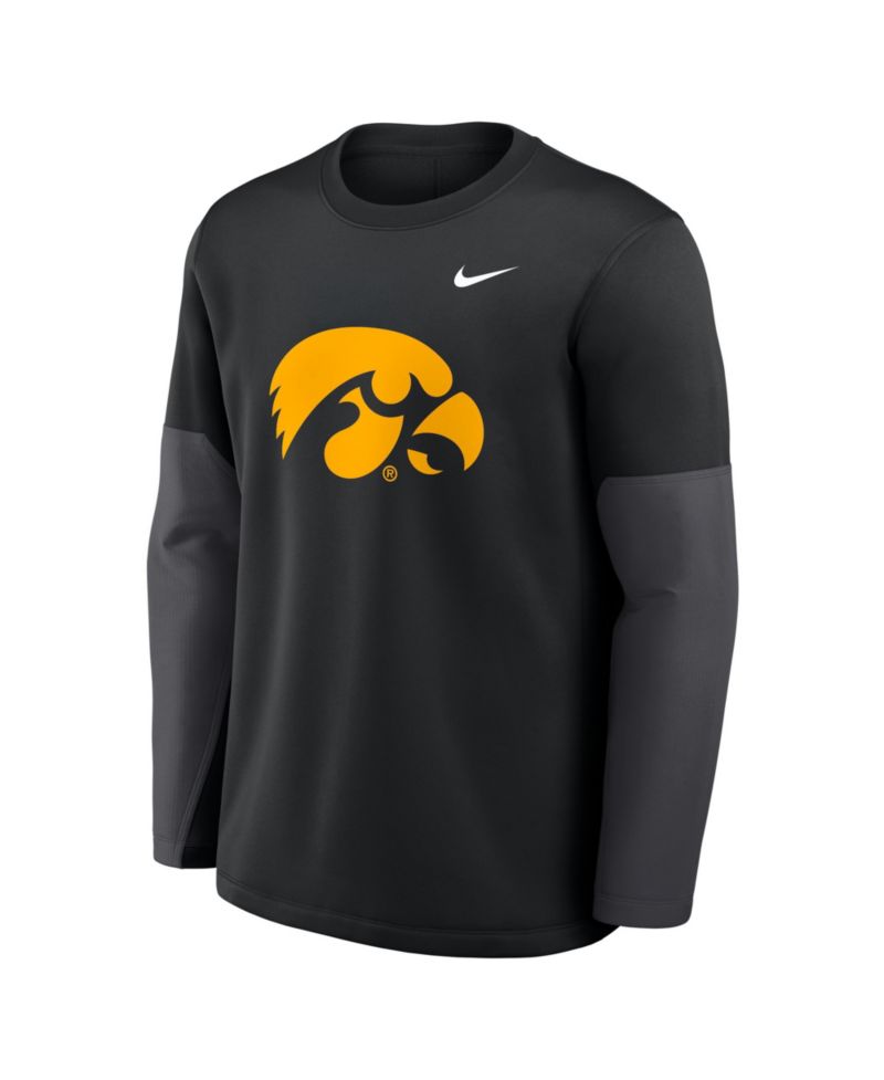 Men's Black Iowa Hawkeyes 2025 Sideline Coach Performance Long Sleeve T-Shirt
